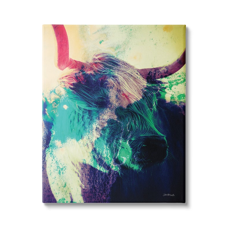 Stupell Cattle with Abstract Hues Canvas Wall Art Design by Dakota Diener - 30 x 40