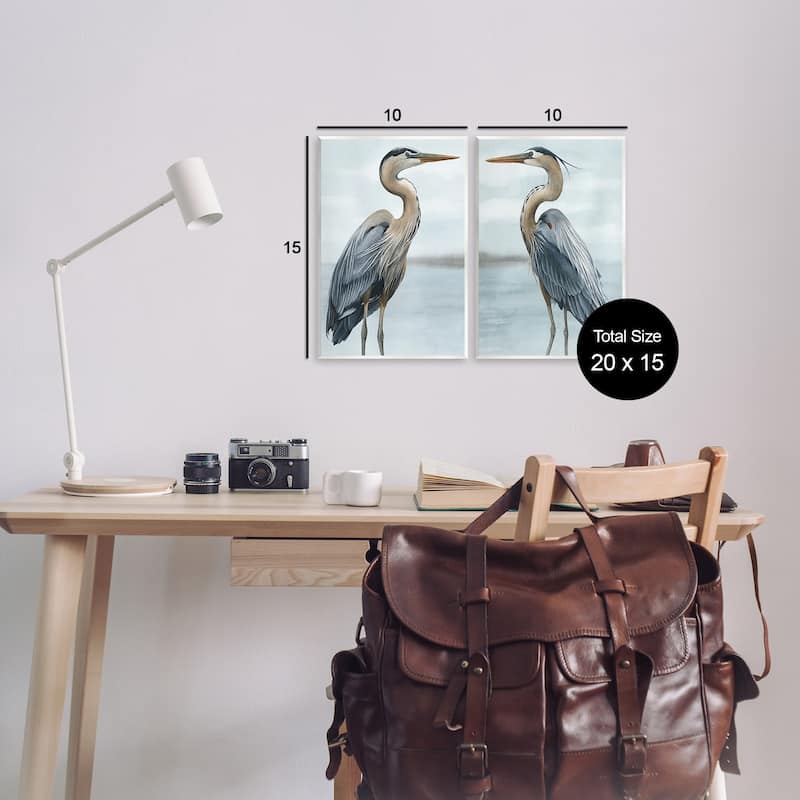 Stupell Detailed Heron Bird Duo 2 Piece Wall Plaque Art Set Design by Grace Popp