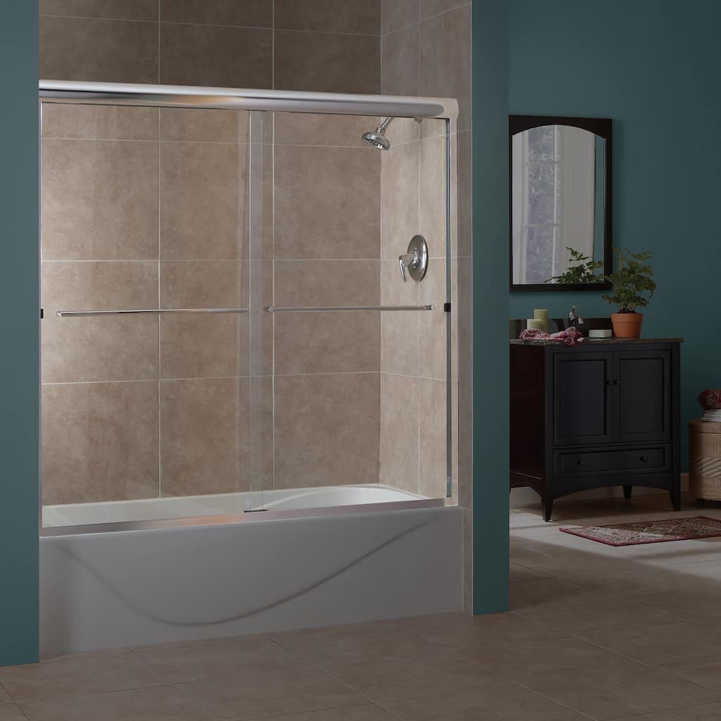 Miseno Azul 60" High x 56-60" Wide Sliding Framed Shower Door with