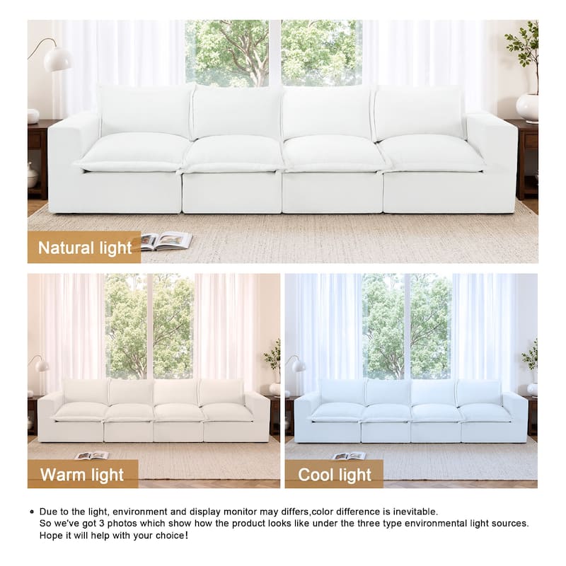 No Assembly Chenille Modular Sectional Sofa Comfy Cloud Couch