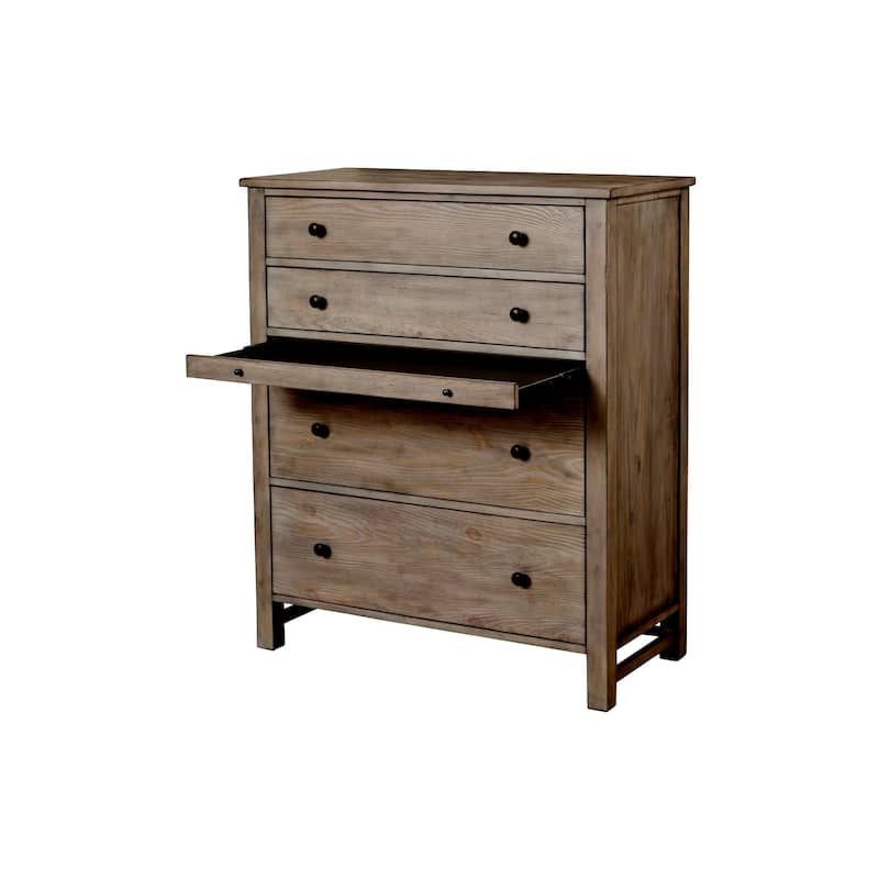 Origins by Alpine Classic Wood 4 Drawer Chest in Natural Gray