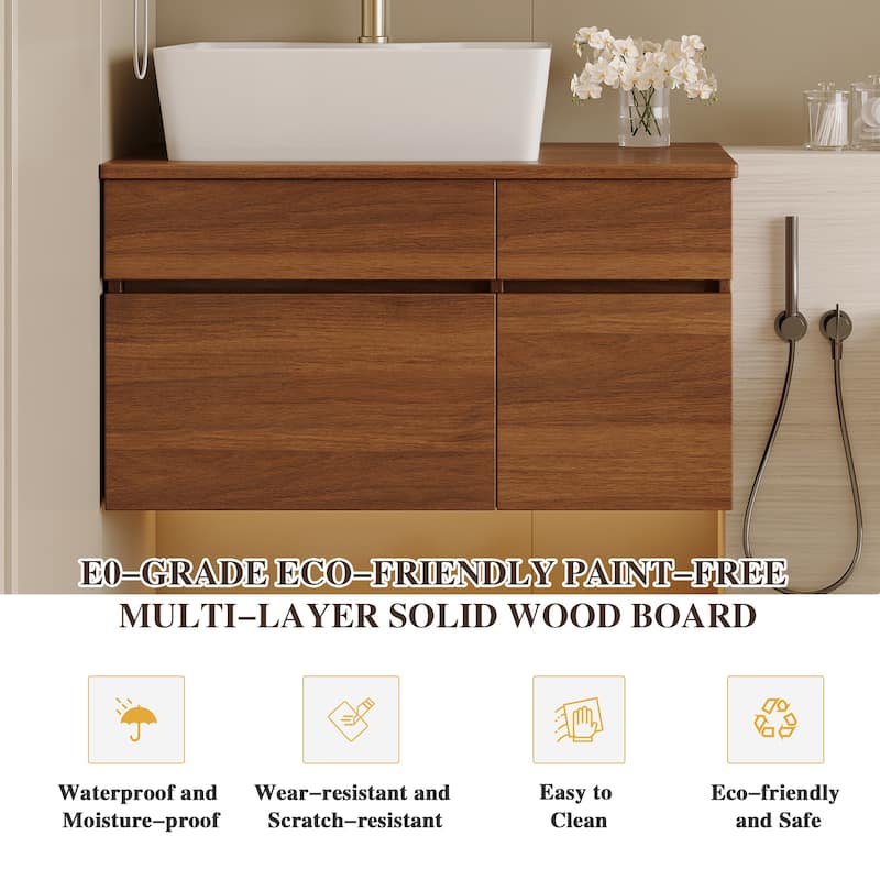 31.5 Inches Floating Single Small Bathroom Vanity with Sink