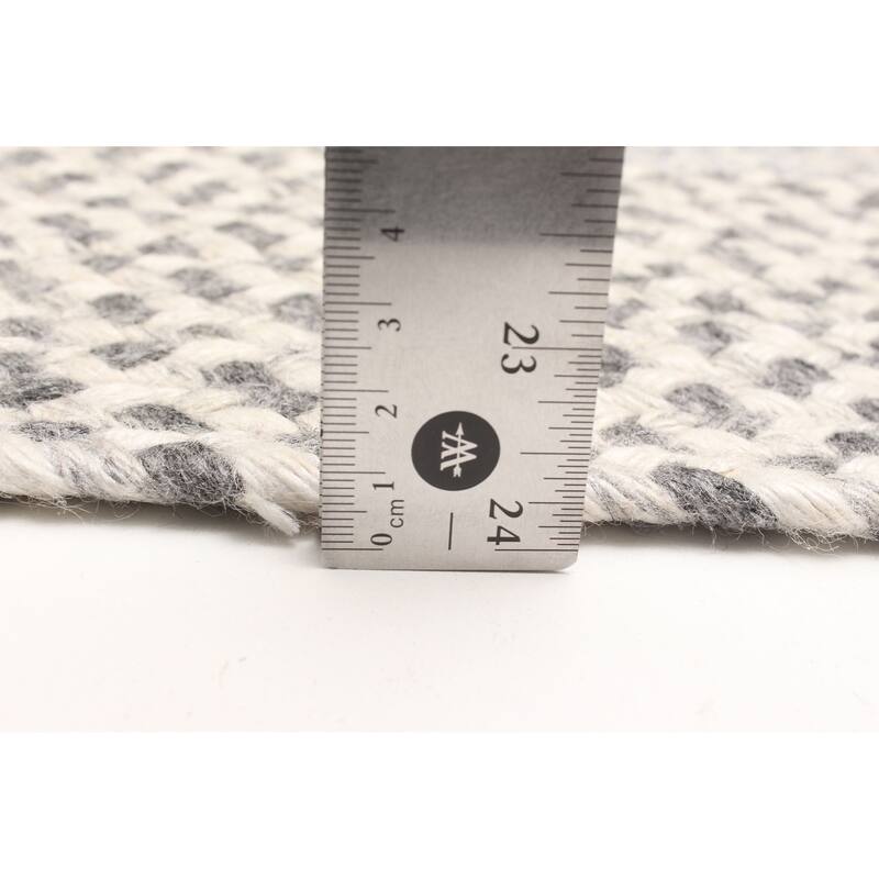 ECARPETGALLERY Braid weave Sienna Light Grey Wool Rug - 2'6 x 4'6