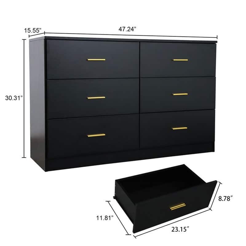 Modern Black 6Drawer Dresser Bed Bath & Beyond 39115986