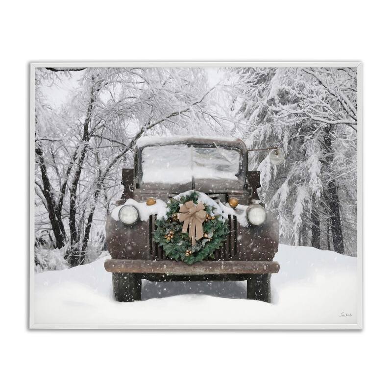 Stupell Wreathed Truck in Snow Framed Giclee Art Design By Lori Deiter - 20 x 16 - White