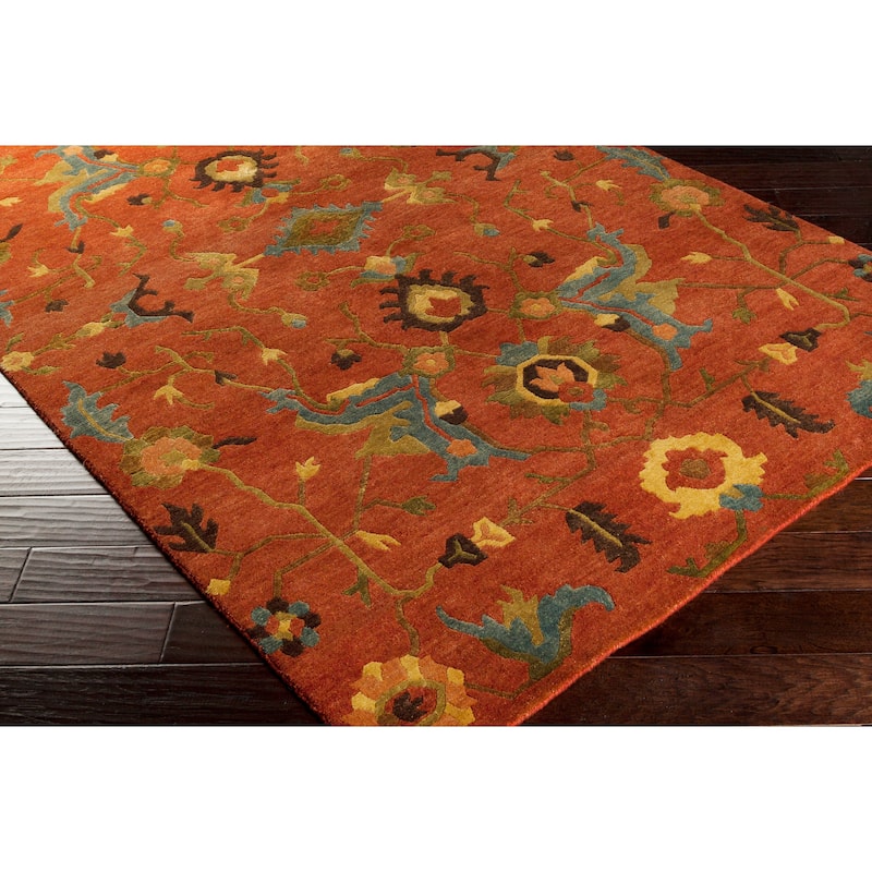 Hand-Knotted Abbigail Border New Zealand Wool Area Rug - 2' x 3' - 2' x 3'