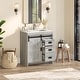 preview thumbnail 14 of 29, EROMMY Farmhouse Bathroom Vanity with Ceramic Top and Sliding Barn Door Sink Cabinet, Rustic Single Sink Vanity