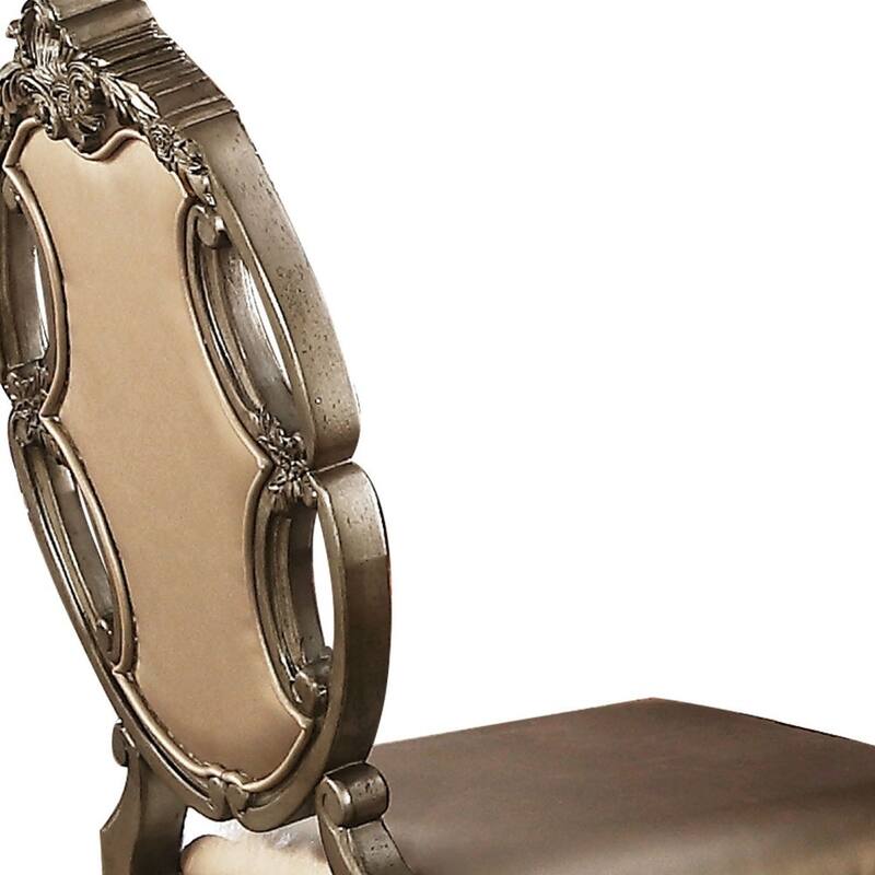 HomeRoots Set of Two Tufted Oak Upholstered Faux Leather And Solid Wood Dining Side Chairs - 22.00 in. x 43.00 in. x 26.00 in.