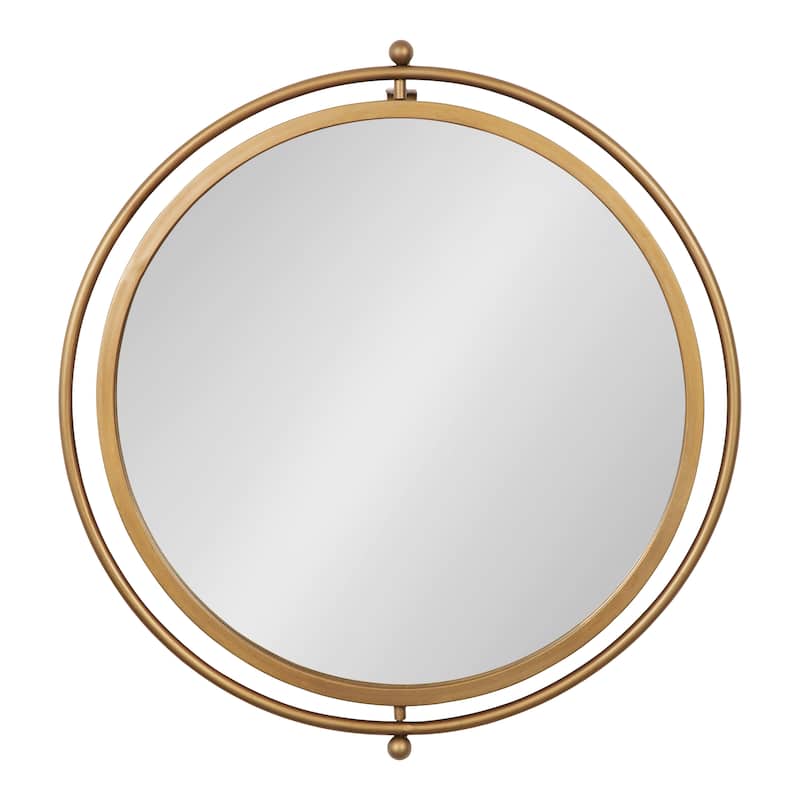 Kate and Laurel Baron Rustic Pivot Mirror, 21" Diameter, Raw Iron