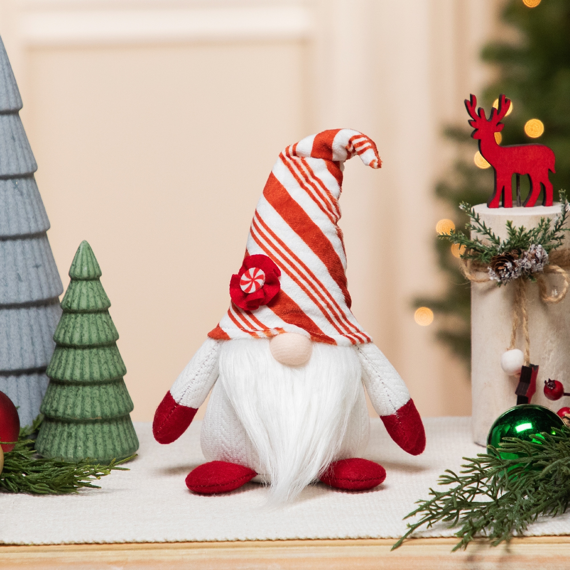 Peppermint Candy Plush Gnome Christmas Decoration - 10