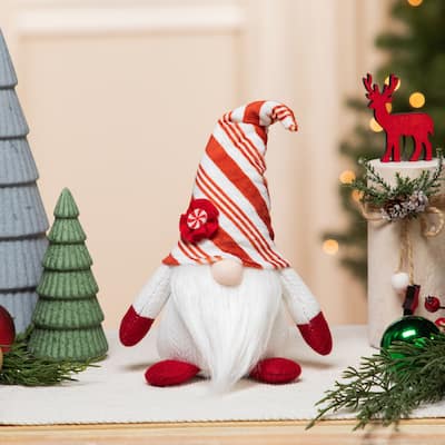Peppermint Candy Plush Gnome Christmas Decoration - 10"