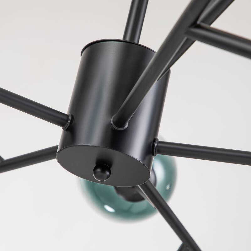 15-Light Modern Linear Sputnik Kitchen Island Light Branch Cluster Glass Globe Bubble Chandelier