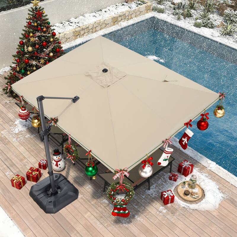 PURPLE LEAF 9 x 11.5 ft 360 Degree Rotation Patio Cantilever Umbrella