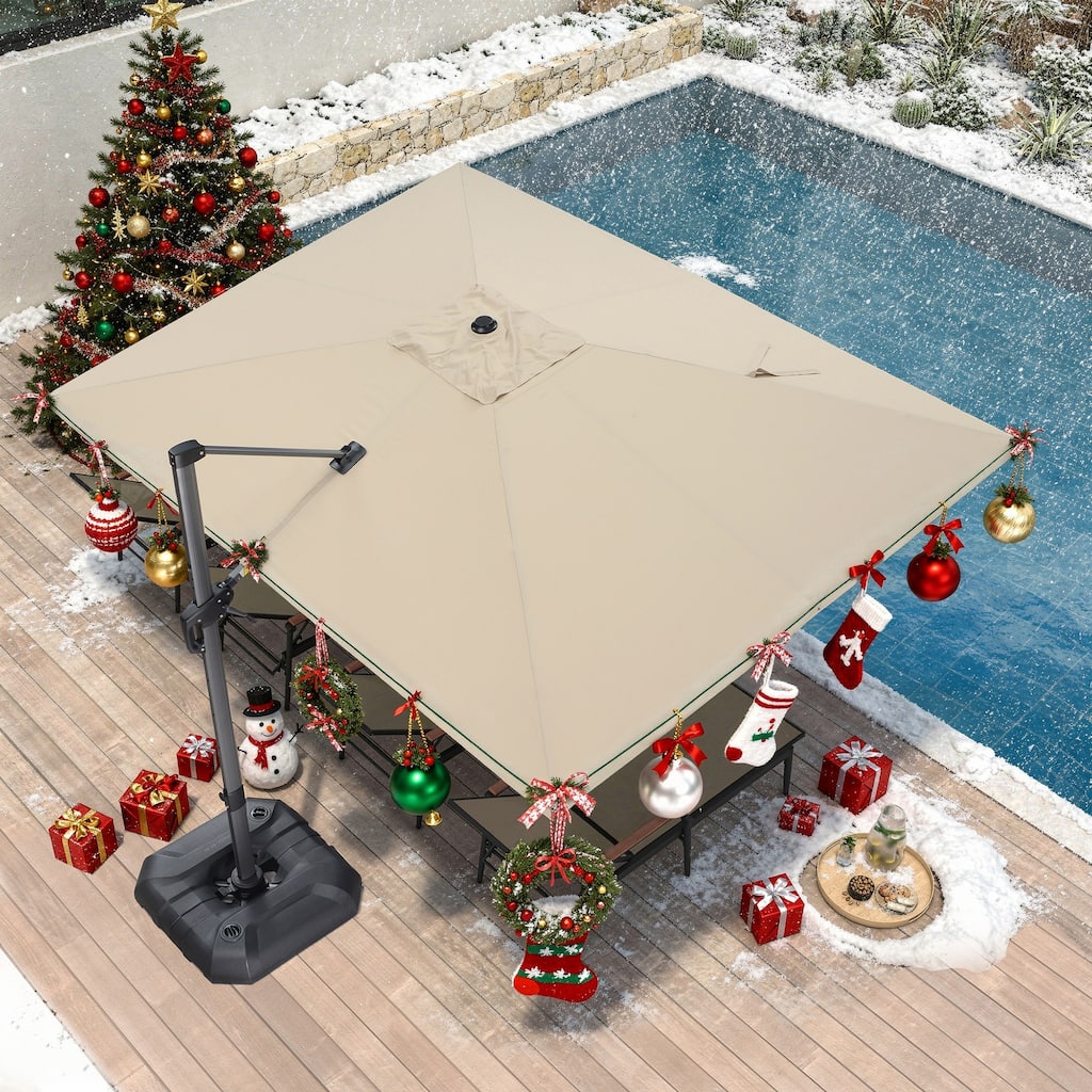 PURPLE LEAF 9 x 11.5 ft 360 Degree Rotation Patio Cantilever Umbrella