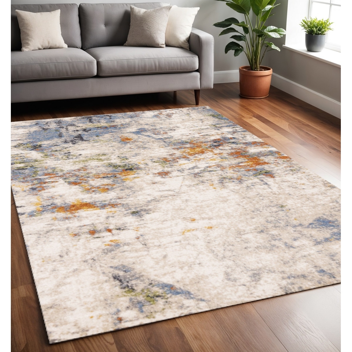 HomeRoots Abstract Modern Rectangle Area Rug - 5' X 8'