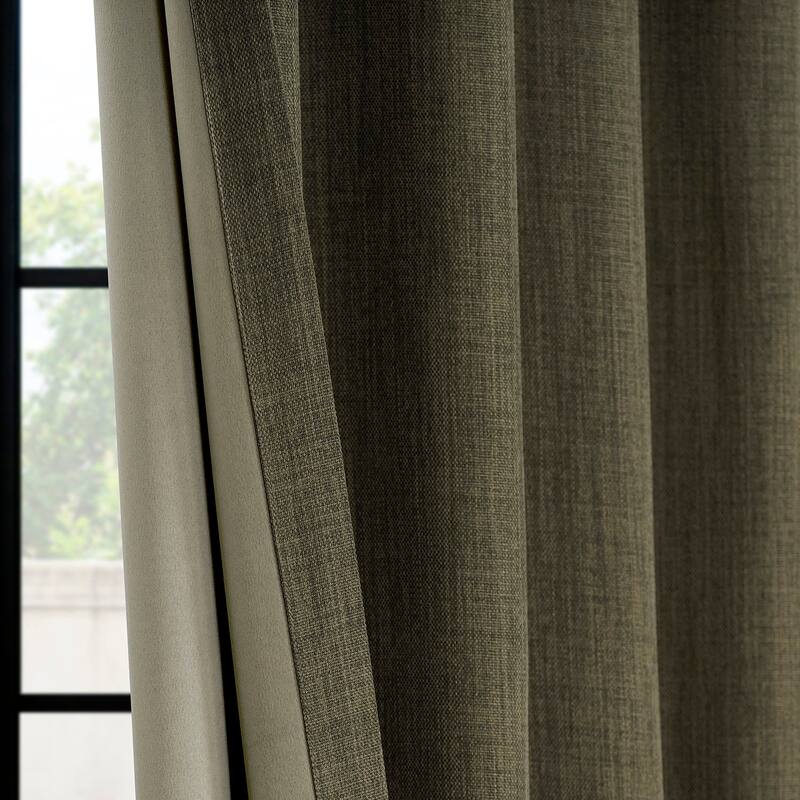 Exclusive Fabrics Textured Faux Linen Room Darkening Curtains for Bedroom & Living Room Curtains (1 Panel)