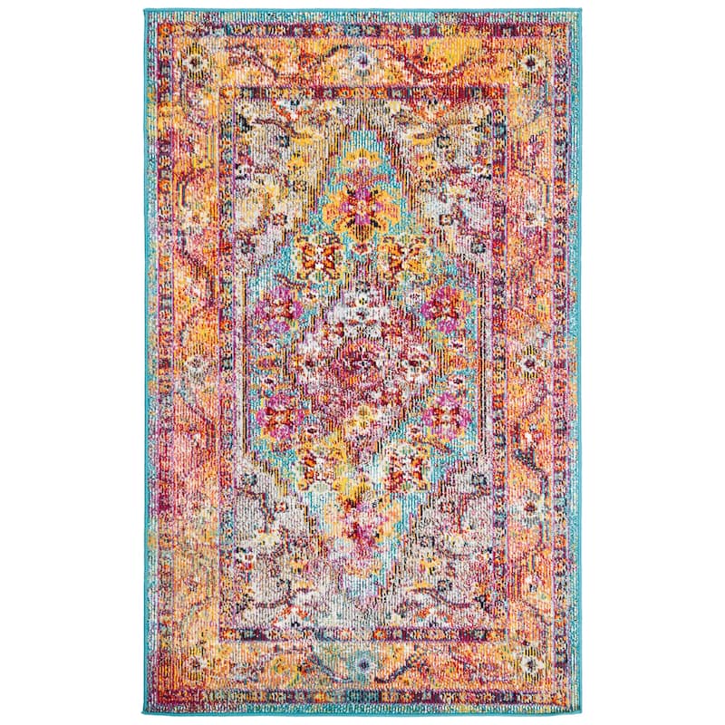 SAFAVIEH Crystal Aili Vintage Boho Oriental Rug - 2'2" x 5' - Light Blue/Orange - Rectangle