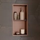 preview thumbnail 1 of 7, ALFI brand 12" x 24" Brushed Copper PVD Stainless Steel Vertical Double Shelf Shower Niche - Mahogany