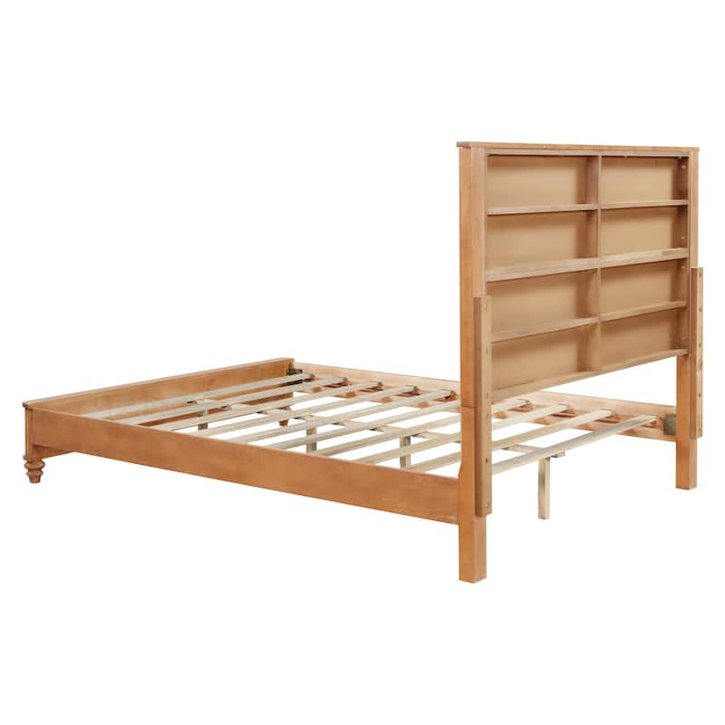 GDFStudio - Harrison Sturdy Solid Wood Bed Frame with Tall Headboard for Elegant Bedrooms