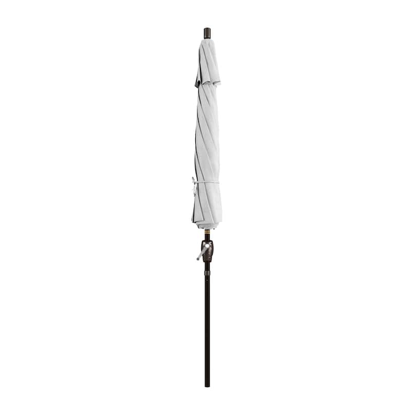 California Umbrella 9' Round Crank Lift Push Button Tilt Bronze Aluminum Patio Umbrella Olefin