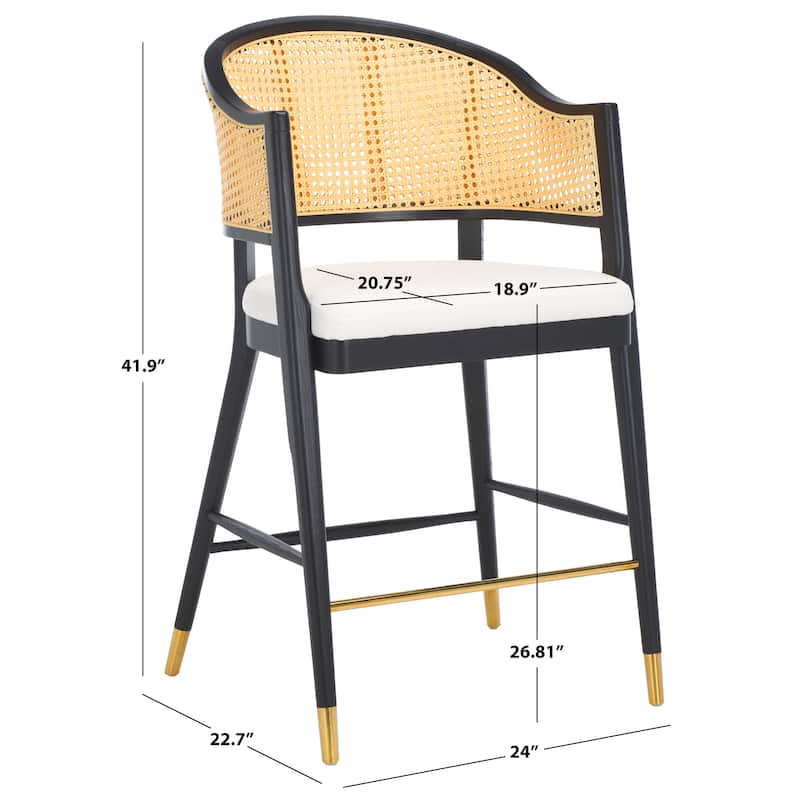 SAFAVIEH Couture Rogue Rattan 27-inch Barstool - 24Wx23Dx42H - Black/Natural