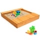 preview thumbnail 8 of 9, Costway Kids Cedar Sandbox w/ Storage Boxes & Bench Seats Children