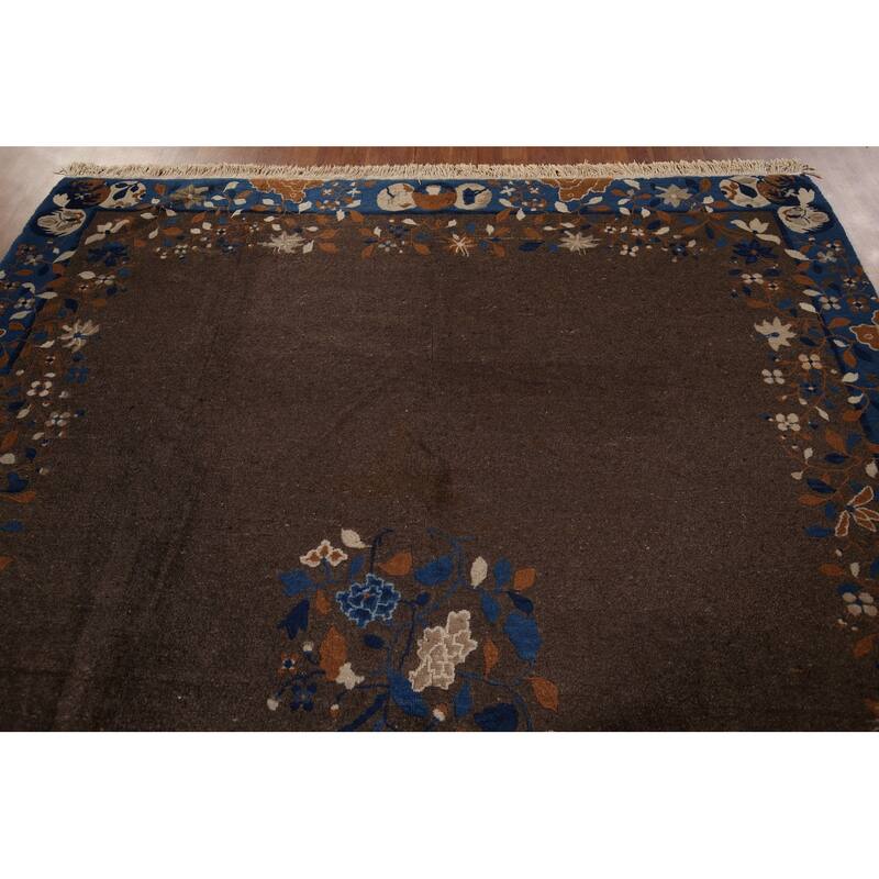 Vegetable Dye Art Deco Nichols Chinese Rug Handmade Wool Carpet - 8'1" x 9'10"