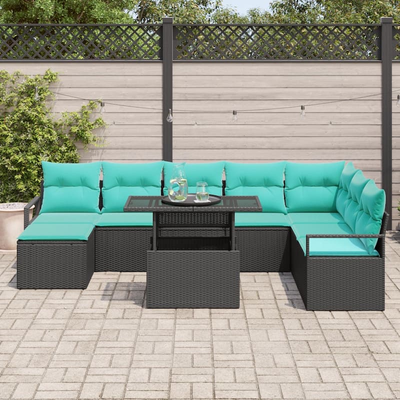 vidaXL 9 Piece Garden Sofa Set with Cushions - 113×69.7×27.2