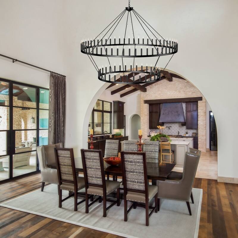 2 Tier Wagon Wheel Chandelier Large Farmhouse Rustic Round Chandeliers