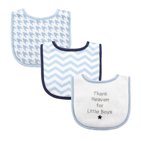 slide 1 of 1, Luvable Friends Baby Boy Cotton Drooler Bibs with Fiber Filling 3pk, Thank Heaven Boys, One Size One Size - Boy Thank Heaven 3-Pack