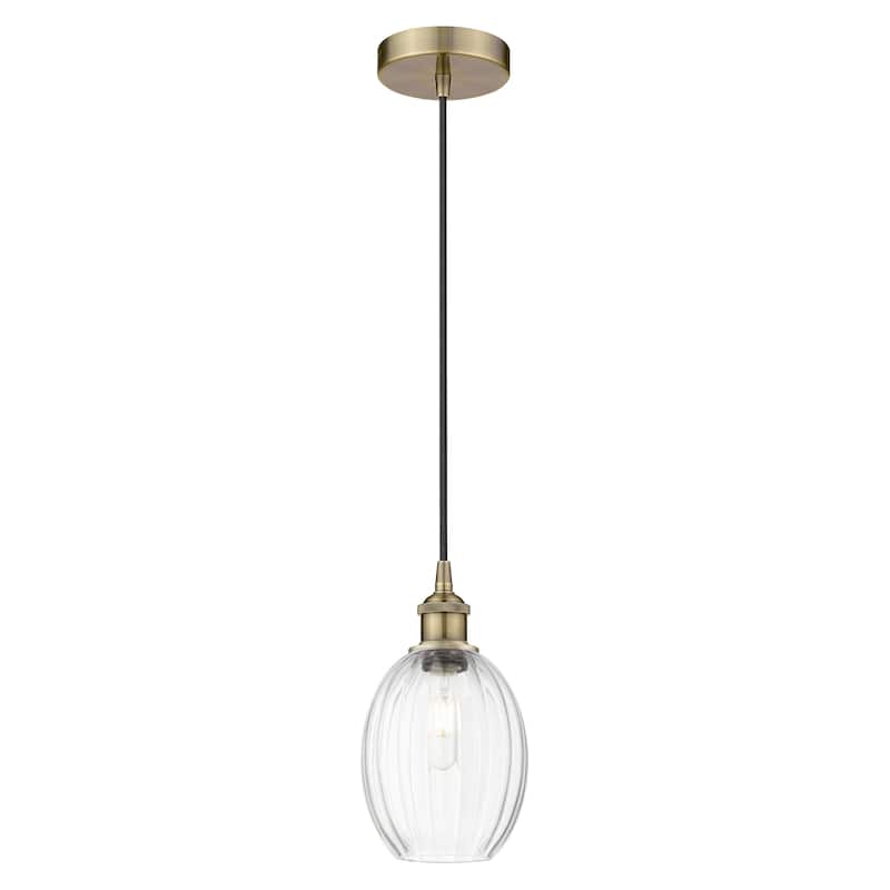 Innovations Lighting Endless Possibilities Edison - Preston - 1 Light 6" Bulb Shade Cord Hung Mini Pendant - Antique Brass/Clear