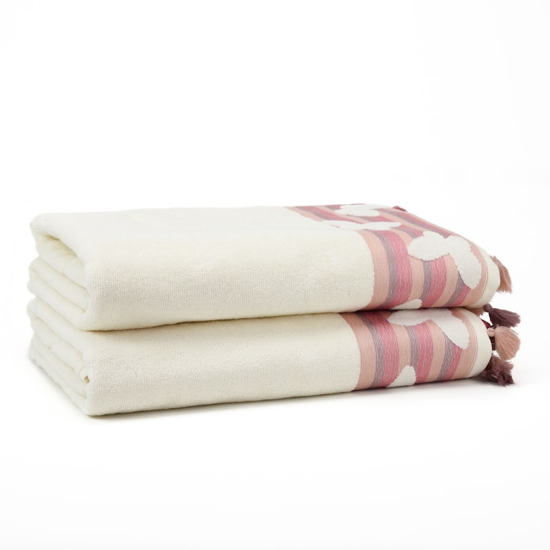 East'N Blue Butterfly Turkish Cotton Bath Towel (Pack of 2) - Peach