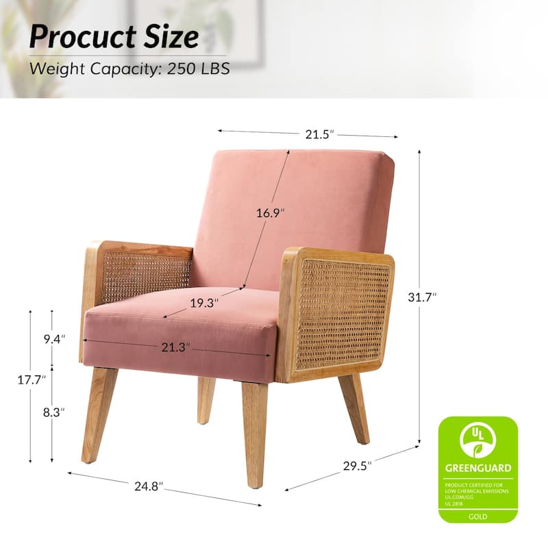 Carmina Upholstered Accent Chair with Natural Rattan Arms by HULALA HOME
