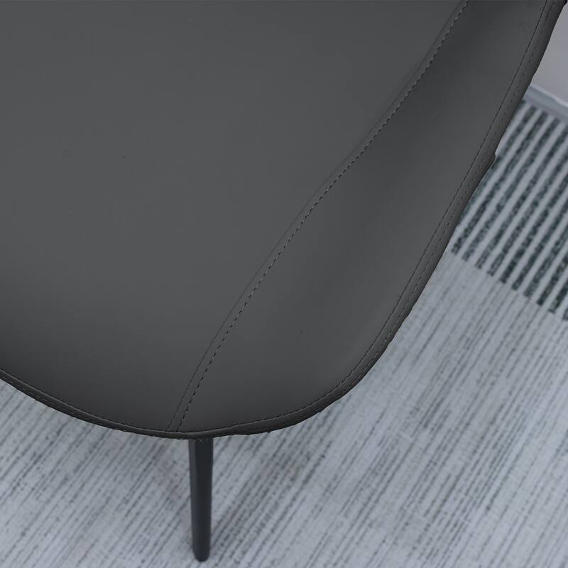 Black Leather Dining Chair Side Chair Coffee Chair Lounge Chair Kitchen Chair Set of 4 Office Chair with Metal Legs