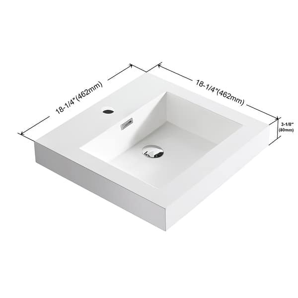 dimension image slide 5 of 15, Dowell 18" FTB Resin Bathroom Vanity Basin
