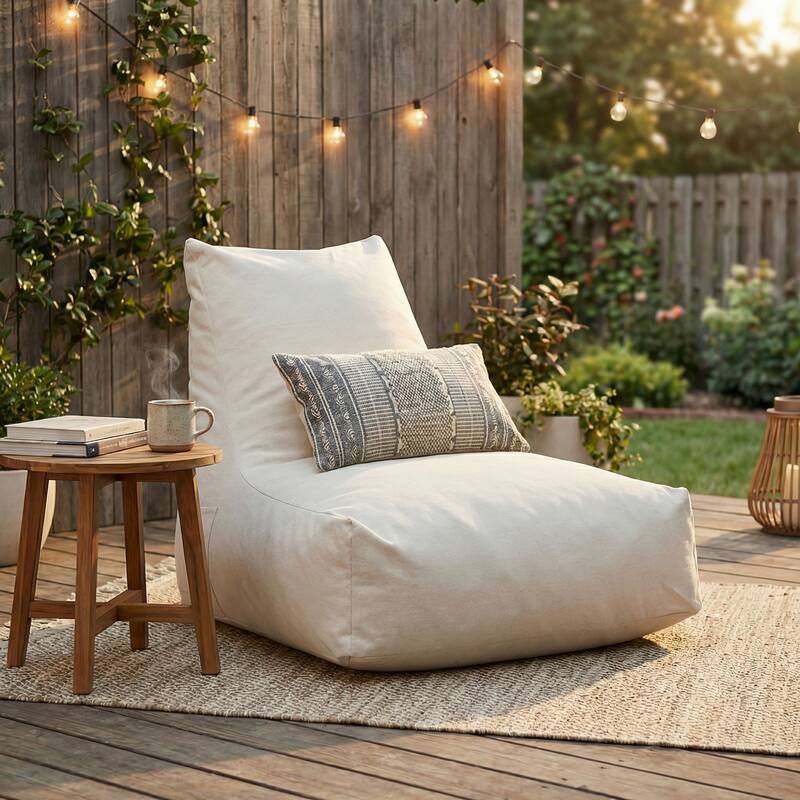 Christopher Knight Home - Lila Outdoor Patio Ergonomic Upholstered Bean Bag Chair with Shredded Foam Filled & Removable Cover