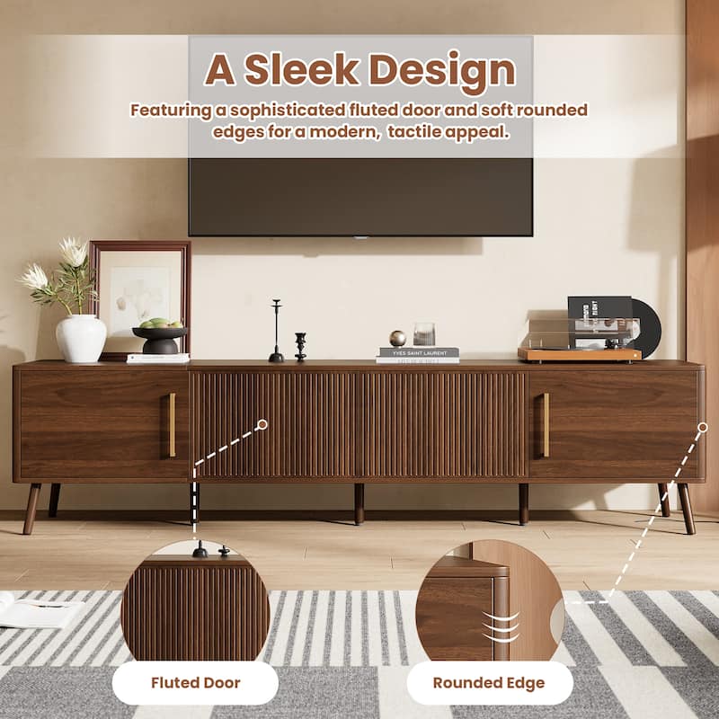 78 inch Modern TV Stand for TVs up to 85" - Walnut