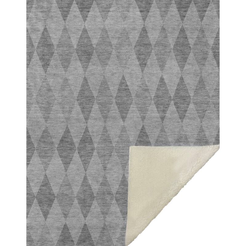 Premium Machine Washable Modern Argyle Sherpa Throw Blanket