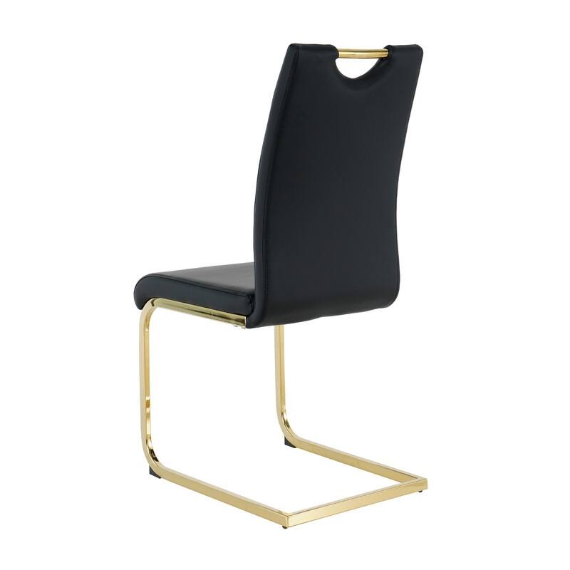 Modern Dining Room Chairs with Faux Leather Padded Seat and Golden Metal Legs（Set of 4）