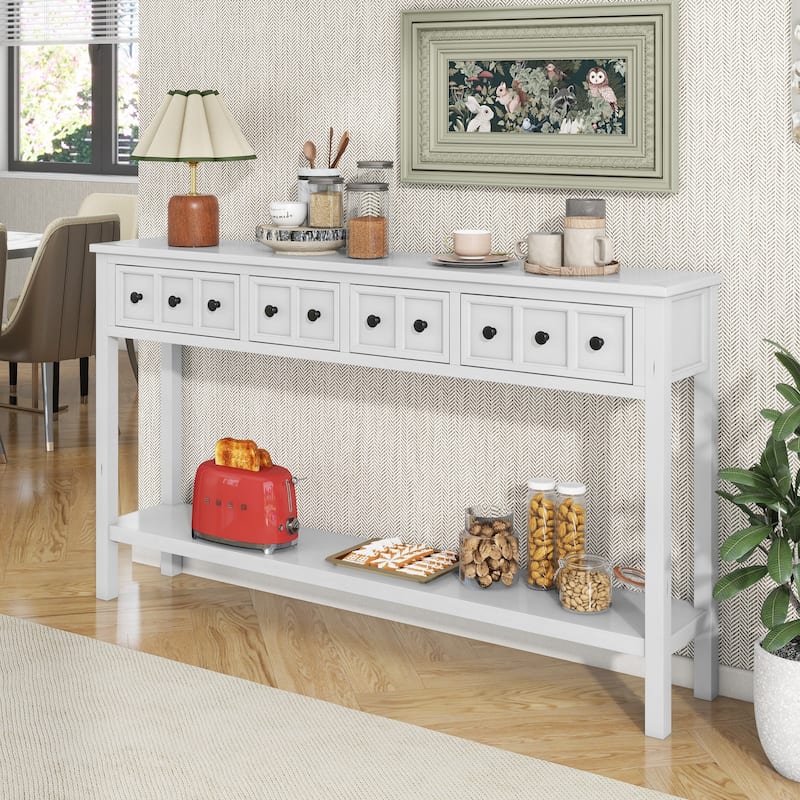 60" Long Sofa Table - White