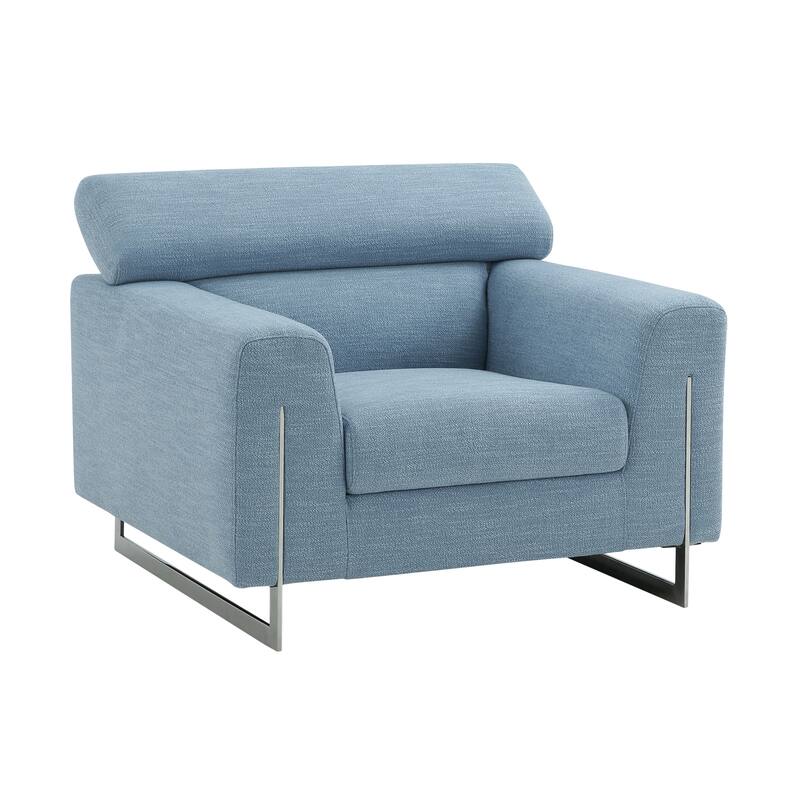 Pasargad Home Serena Modern Lounge Chair with Adjustable Headrest - W41.7"XD40.6"XH35" - Blue
