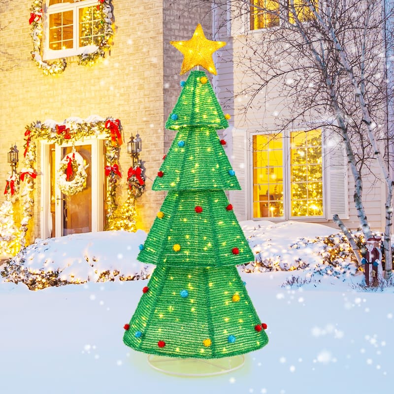 Gymax 6.2 FT Collapsible Christmas Tree w/ 200 Built-in LED Lights Top - Multi - See Details - Multi - See Details - LED Lights - overstock.com/bedbathandbeyond.com