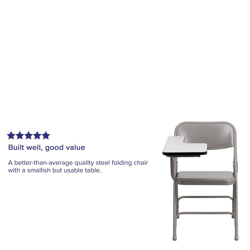 2 Pack Premium Steel Folding Chair with Right Handed Tablet Arm - Event Chair