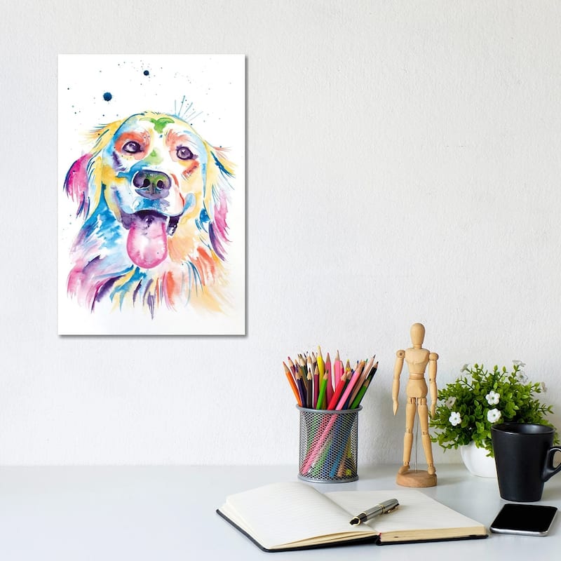 iCanvas "Watercolor Golden Retriever" by Jennifer Seeley Canvas Print - 12x8x0.75