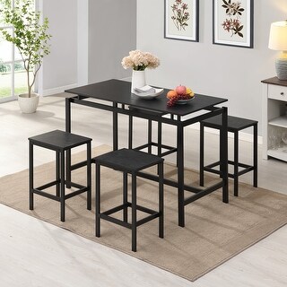 Nestfair 5 Piece Dining Set Wood and Metal Pub Table with 4 Bar Stools ...