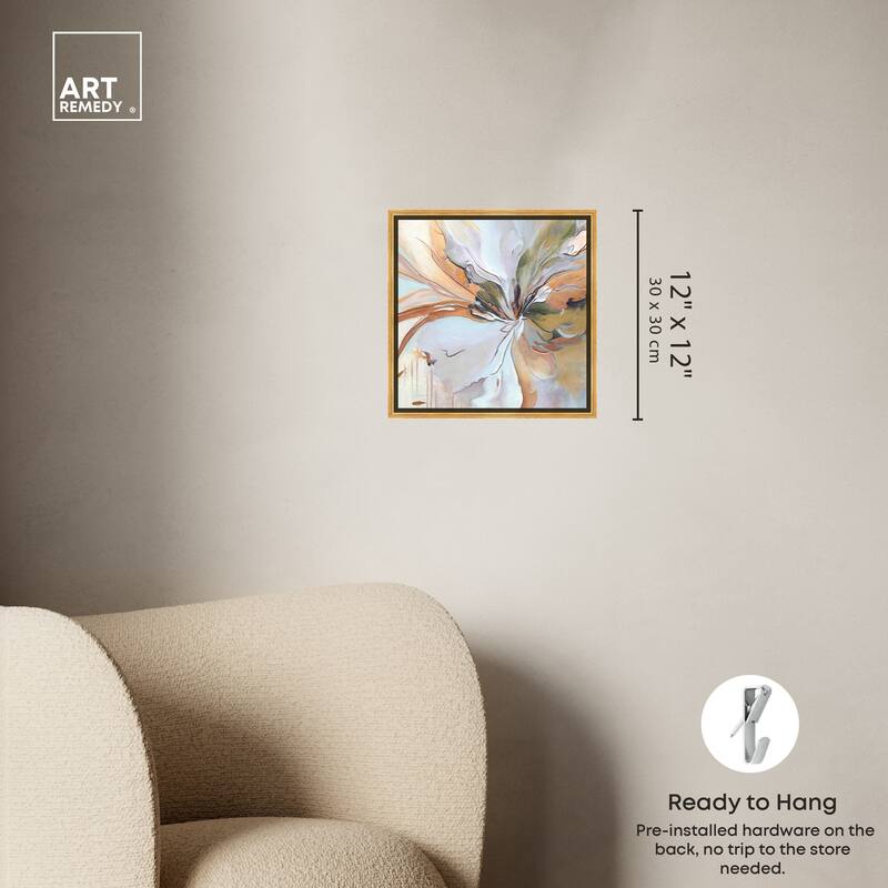 Art Remedy Golden Aesthetic Framed Boho Abstract 1 Piece Canvas Wall Art
