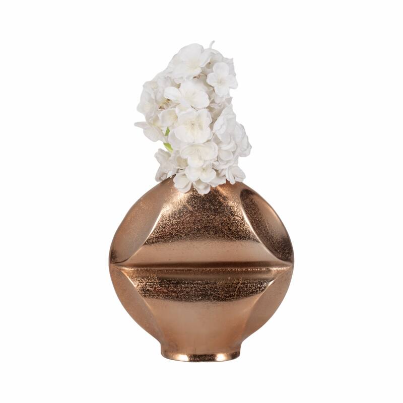 Metal Byram Slit Design Decorative Vase - Champagne, 14 in.