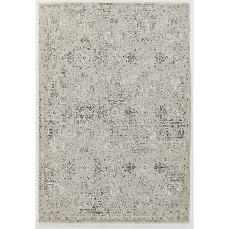 Momeni Morgan Traditional Floral Polyester Area Rug - 5' 3" x 7' 6" - Grey - Rectangle
