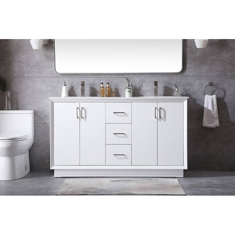 Elegant Lighting VF19660D Hayes 60" Free Standing Double Basin Vanity