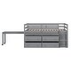 preview thumbnail 79 of 144, Twin/Full Size Low Loft Bed with Retractable Writing Desk and 4 Drawers, Wooden Loft Bedframe w/ Lateral Portable Desk & Shelves